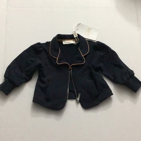 NWT Alviero Martini Baby Girl Zip Up Jacket Size 6 Months Navy Geo Map Trim - Picture 2 of 10